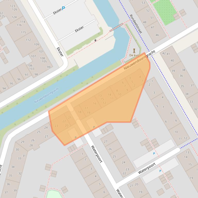 Kaart van postcodegebied 1628KC.