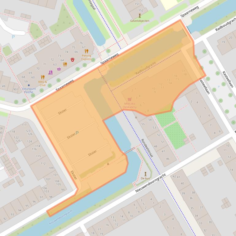 Kaart van postcodegebied 1628KK.