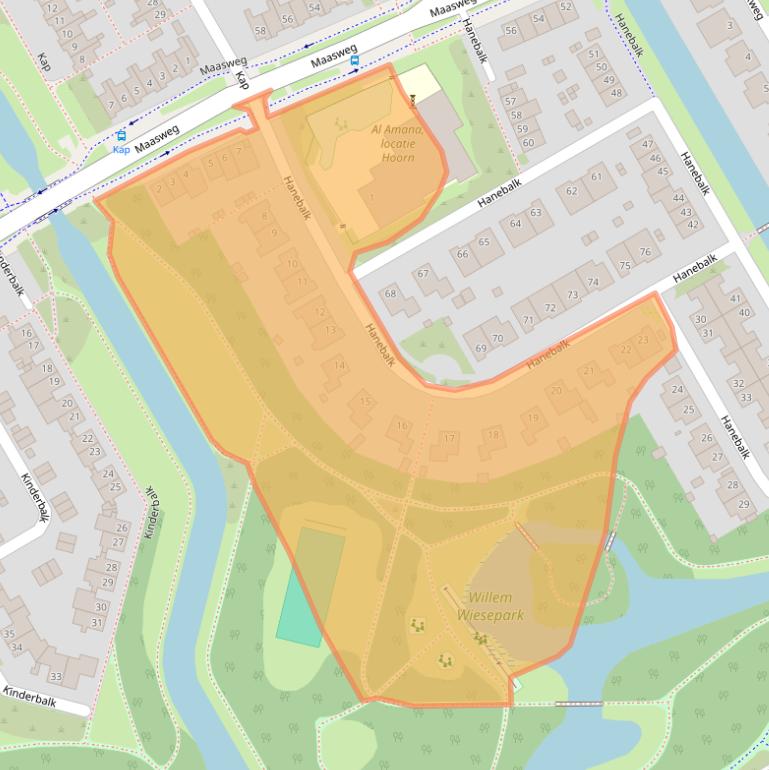 Kaart van postcodegebied 1628MA.