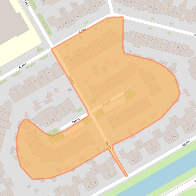 Kaart van postcodegebied 1628MN.