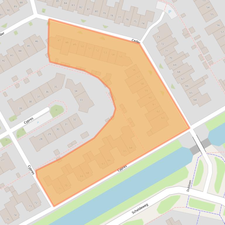 Kaart van postcodegebied 1628MP.