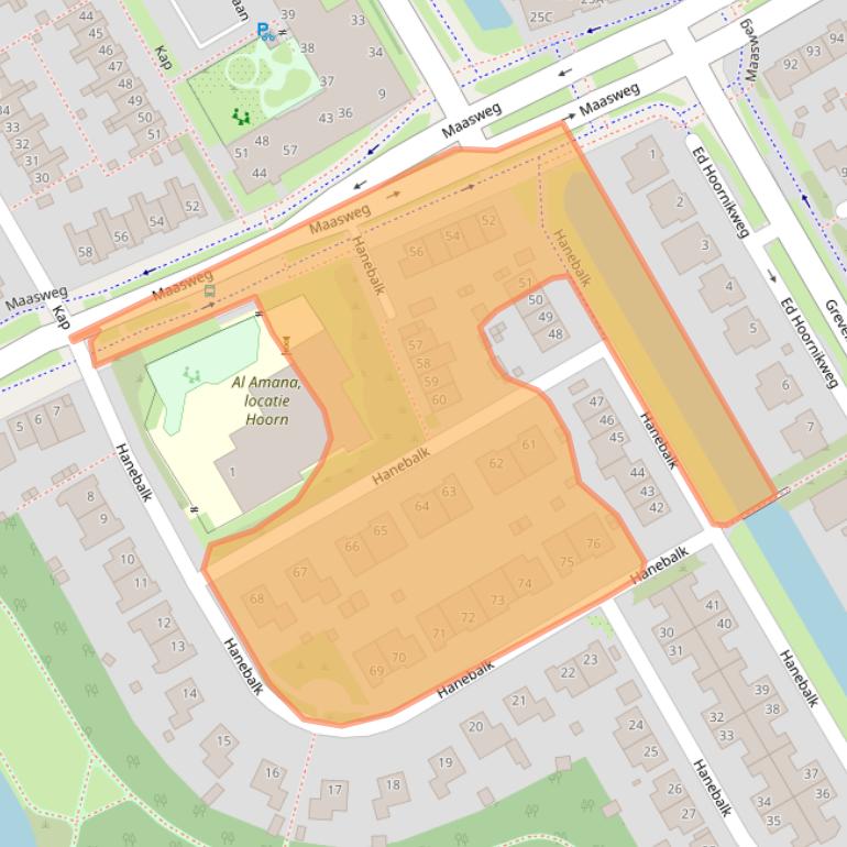 Kaart van postcodegebied 1628MV.