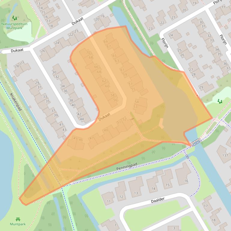 Kaart van postcodegebied 1628PR.