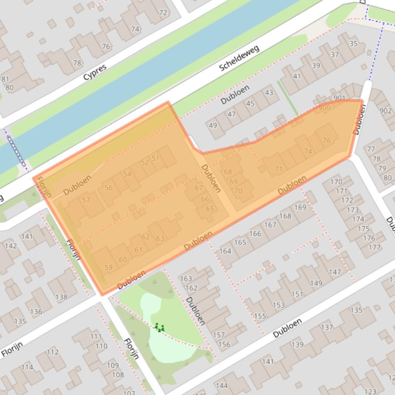 Kaart van postcodegebied 1628RT.