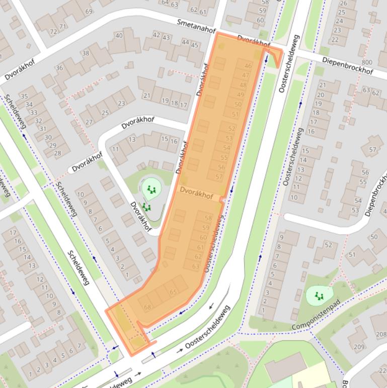 Kaart van postcodegebied 1628SZ.