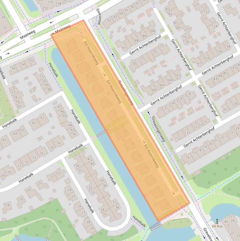 Kaart van postcodegebied 1628VA.