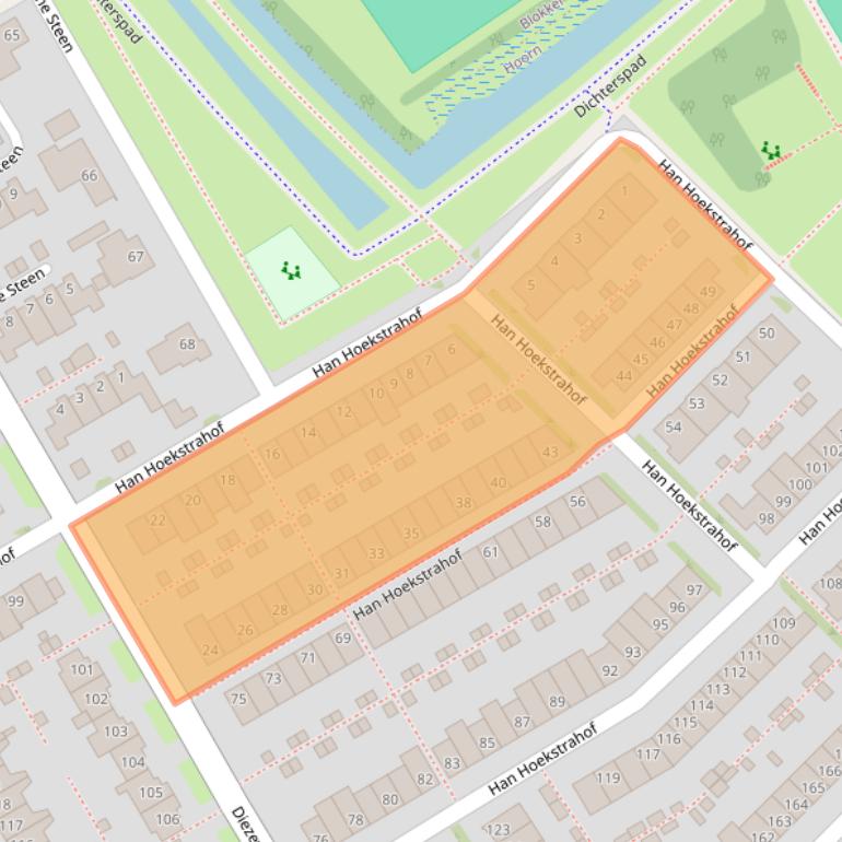 Kaart van postcodegebied 1628WR.