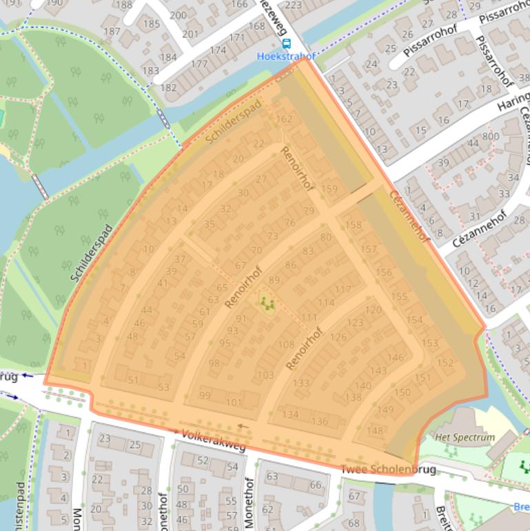 Kaart van postcodegebied 1628XC.