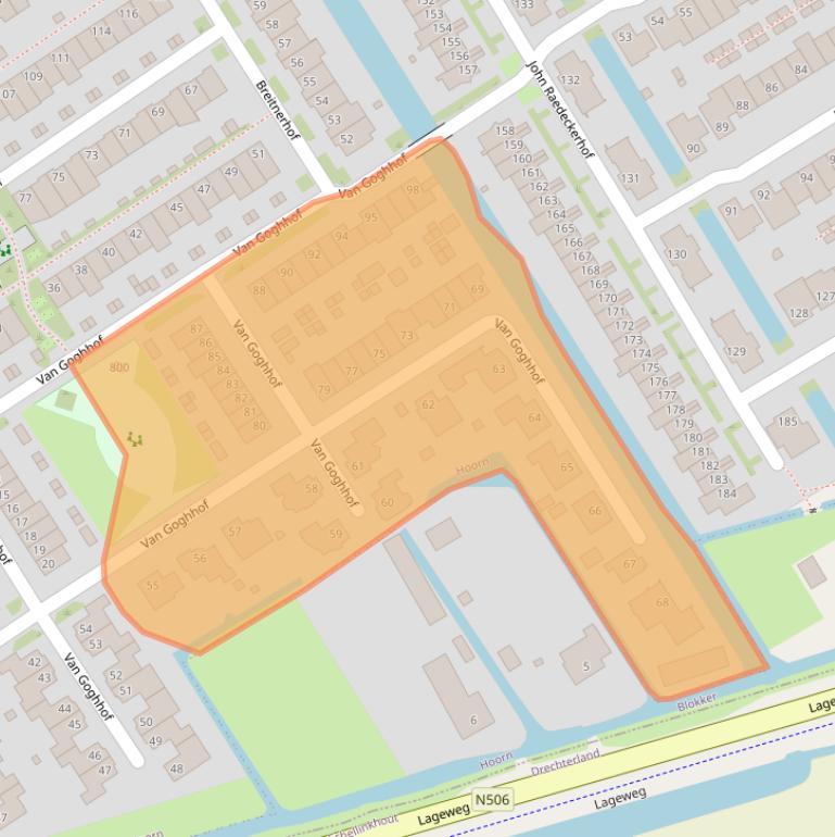 Kaart van postcodegebied 1628XK.