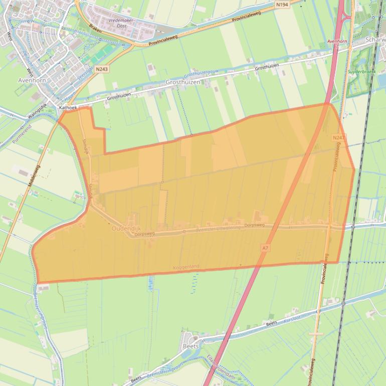 Kaart van postcodegebied 1631.