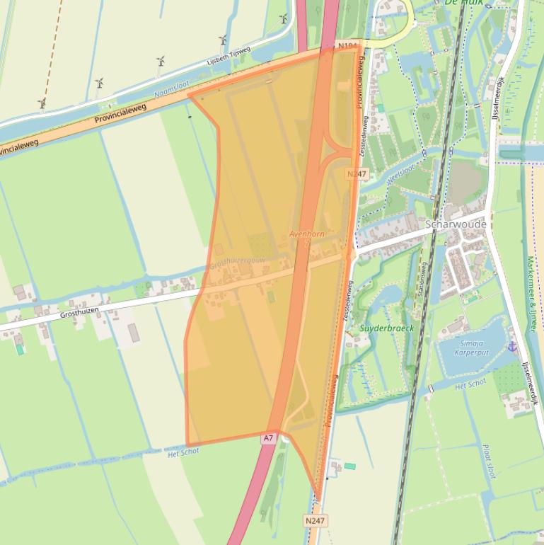 Kaart van postcodegebied 1633EK.
