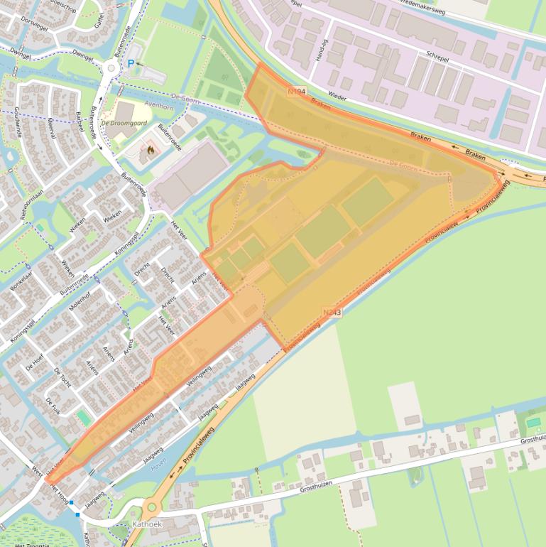 Kaart van postcodegebied 1633HE.