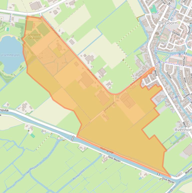 Kaart van postcodegebied 1633JL.