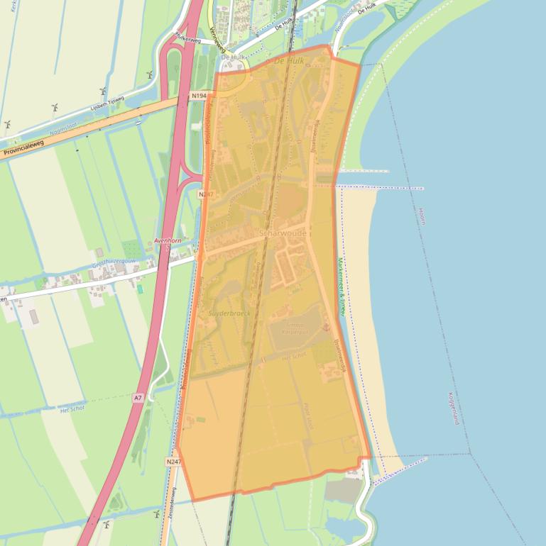 Kaart van postcodegebied 1634.