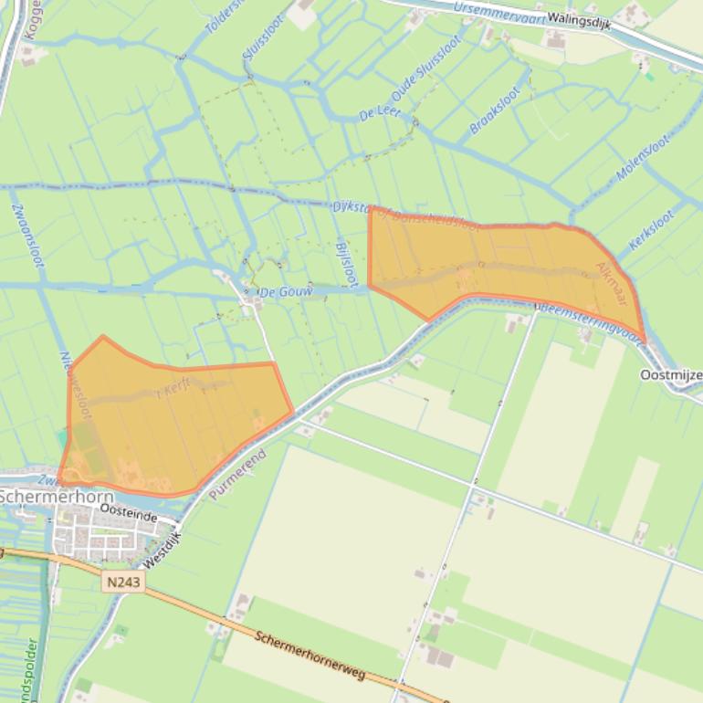Kaart van postcodegebied 1636WC.