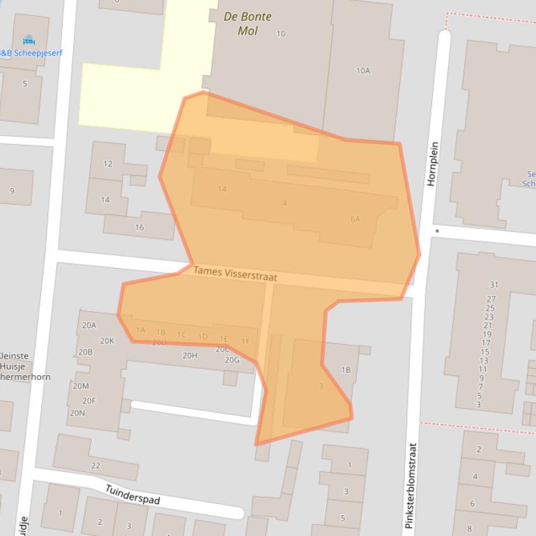 Kaart van postcodegebied 1636XX.