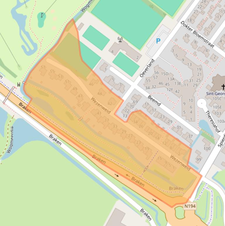 Kaart van postcodegebied 1641LB.