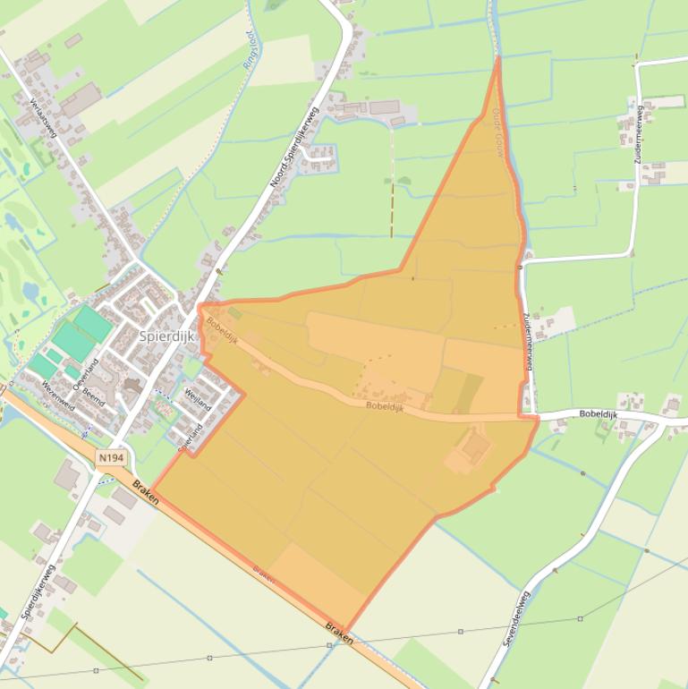 Kaart van postcodegebied 1642.