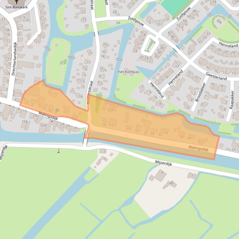 Kaart van postcodegebied 1645RK.