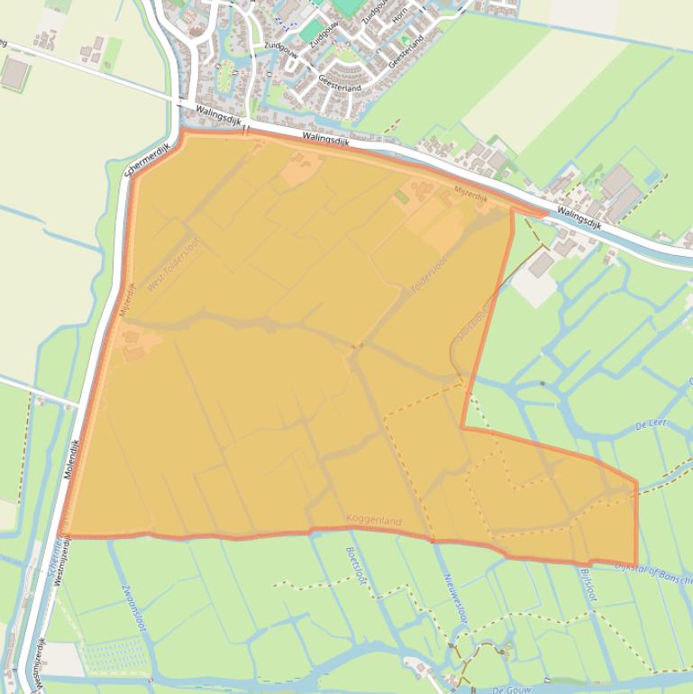 Kaart van postcodegebied 1645WR.