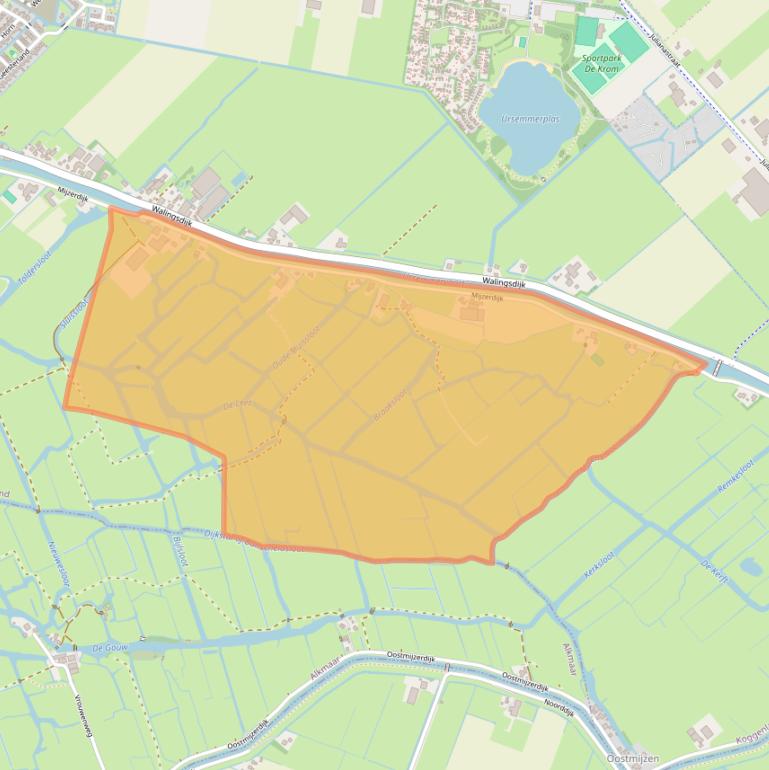Kaart van postcodegebied 1645WS.