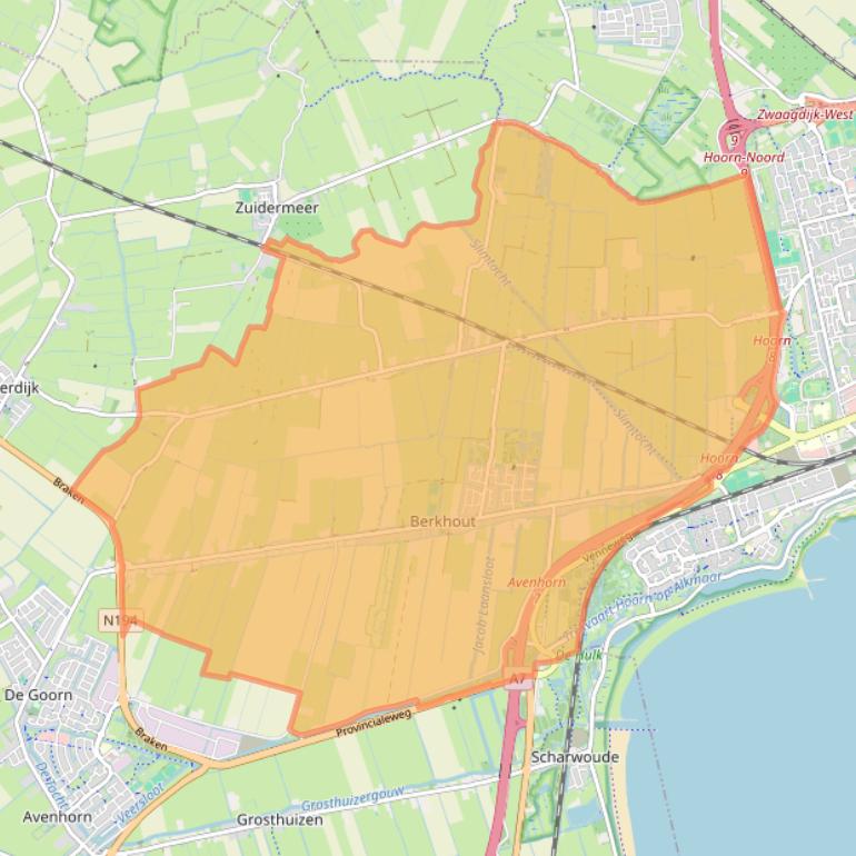 Kaart van postcodegebied 1647.