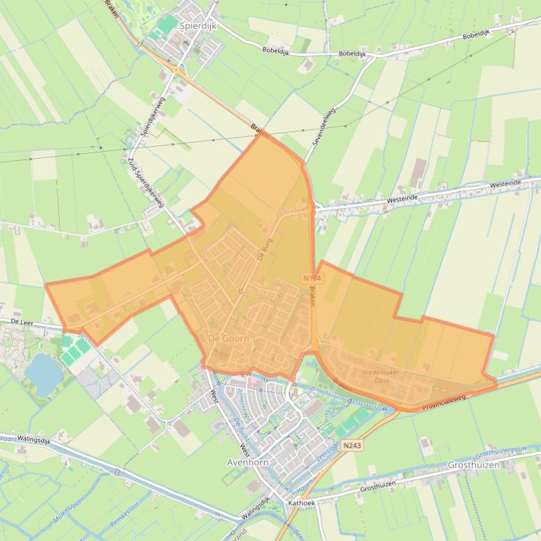 Kaartafbeelding, ingezoomd op postcodegebied 1648.