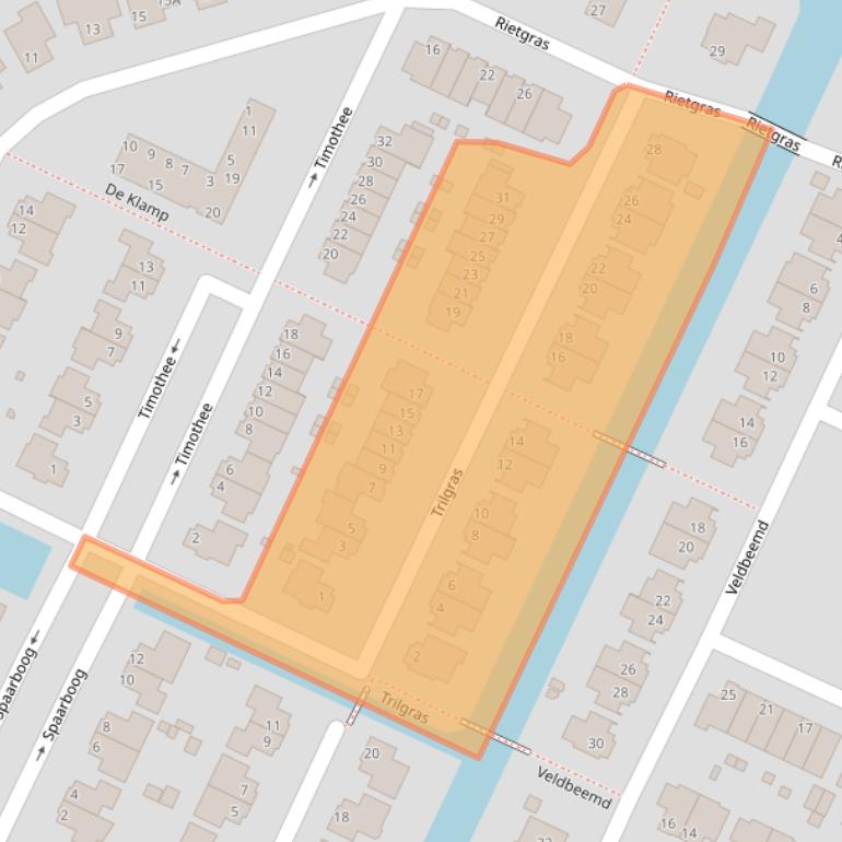 Kaart van postcodegebied 1648EC.