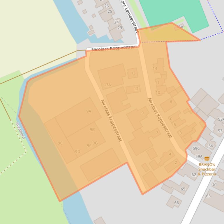 Kaart van postcodegebied 1648JV.