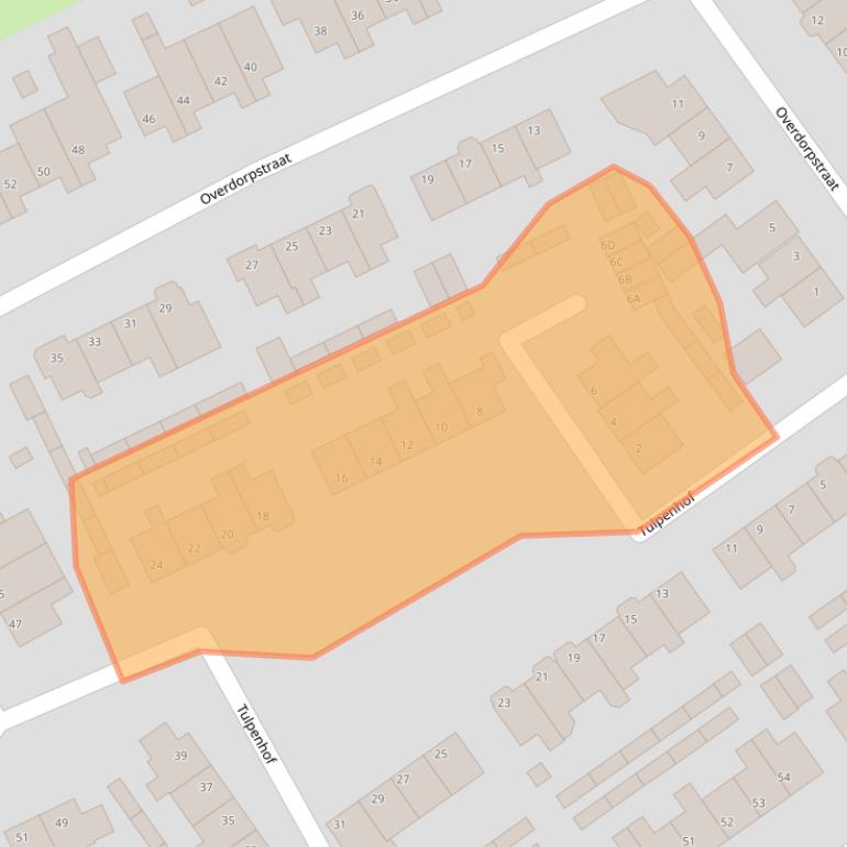 Kaart van postcodegebied 1648KM.