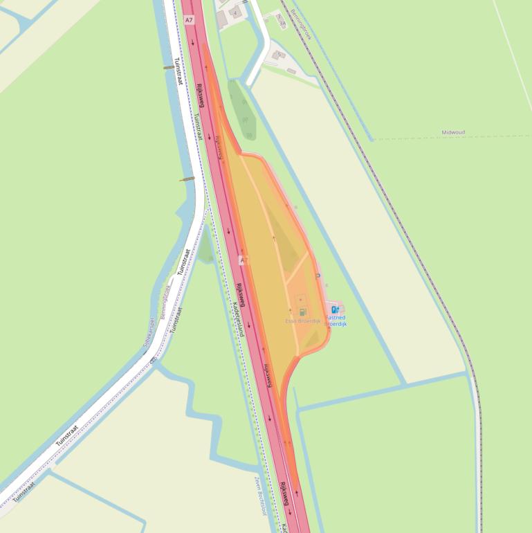 Kaart van postcodegebied 1654EG.