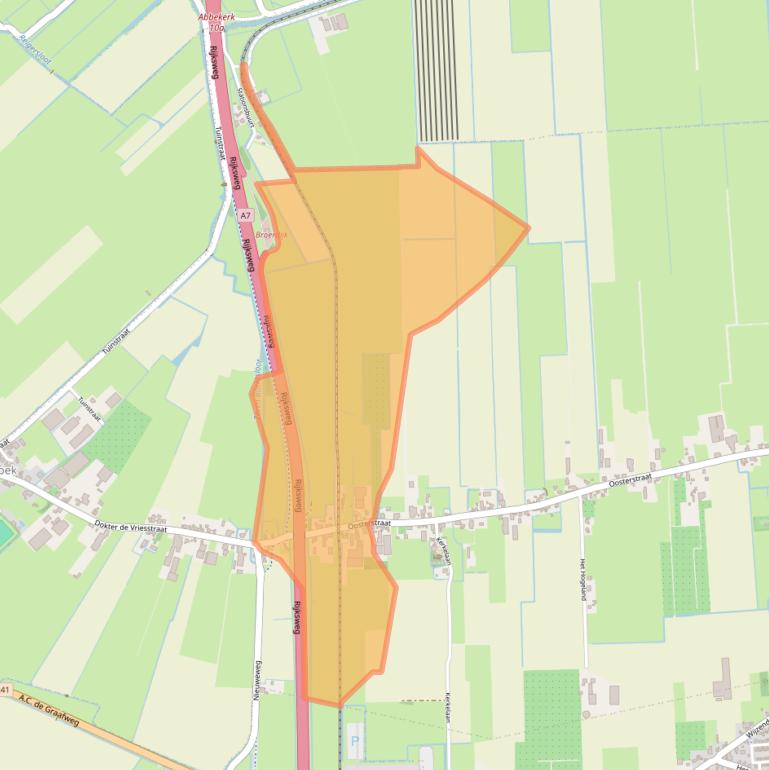 Kaart van postcodegebied 1654JJ.