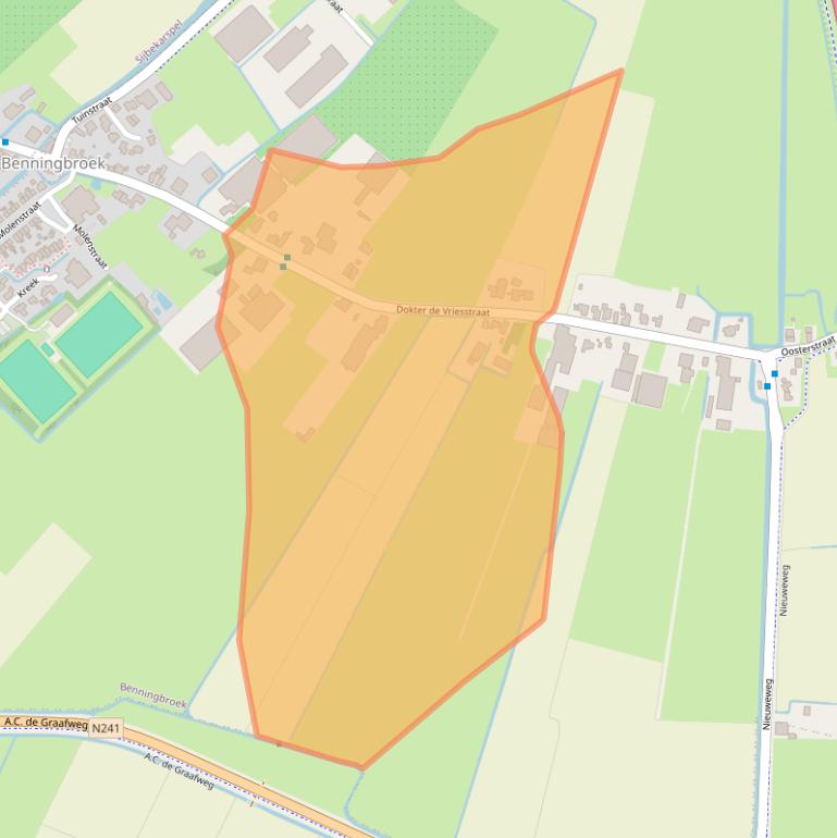 Kaart van postcodegebied 1654JT.