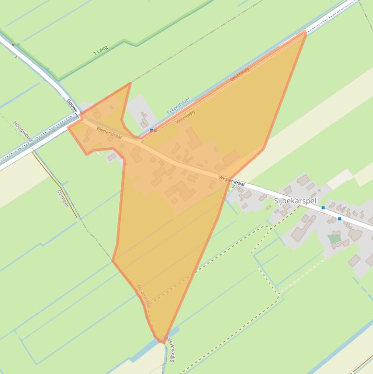 Kaart van postcodegebied 1655LA.