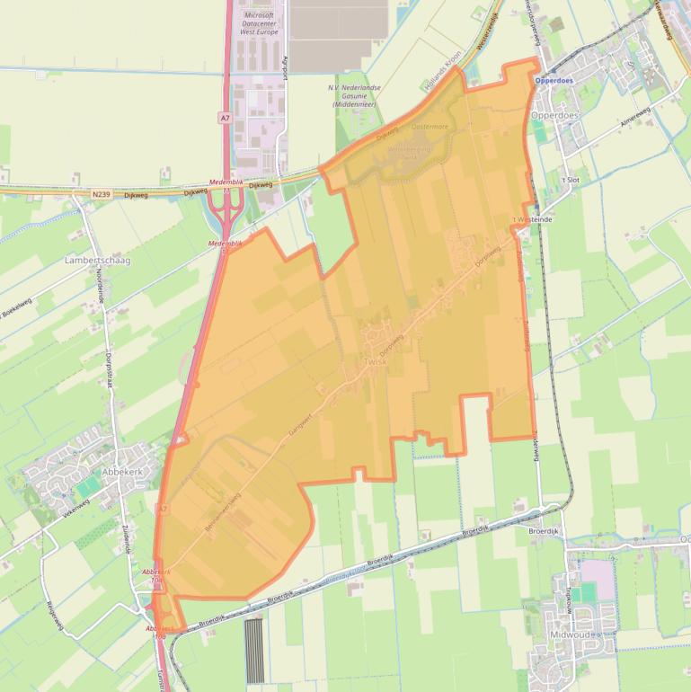 Kaartafbeelding, ingezoomd op postcodegebied 1676.