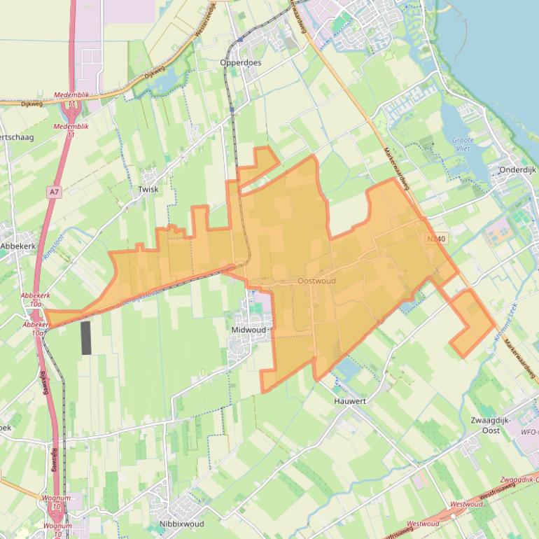 Kaart van postcodegebied 1678.