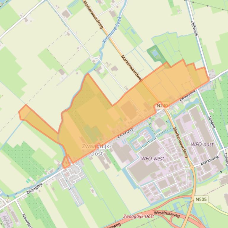 Kaartafbeelding, ingezoomd op postcodegebied 1683.