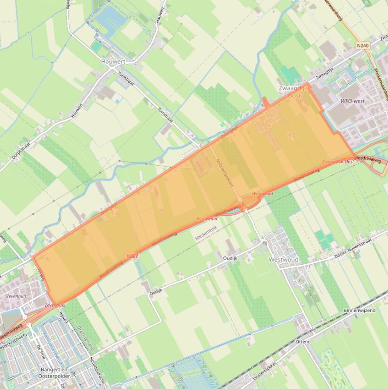 Kaart van postcodegebied 1684.