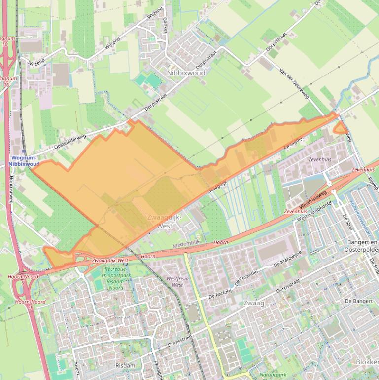 Kaart van postcodegebied 1686.