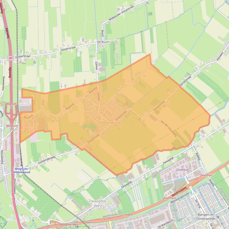 Kaart van postcodegebied 1688.