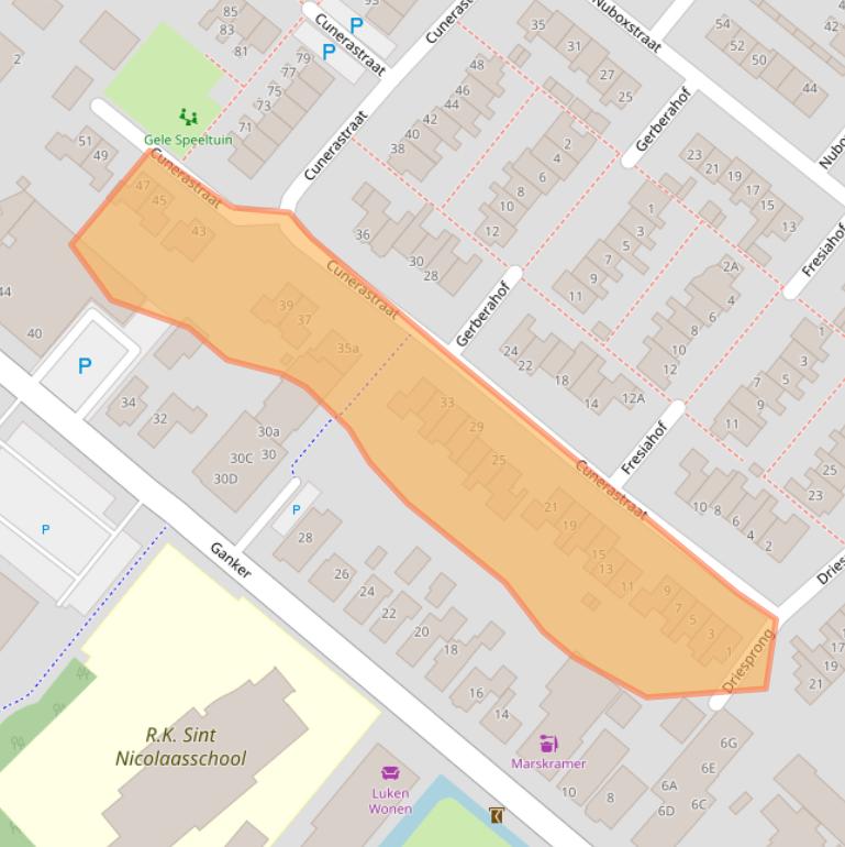 Kaart van postcodegebied 1688WC.