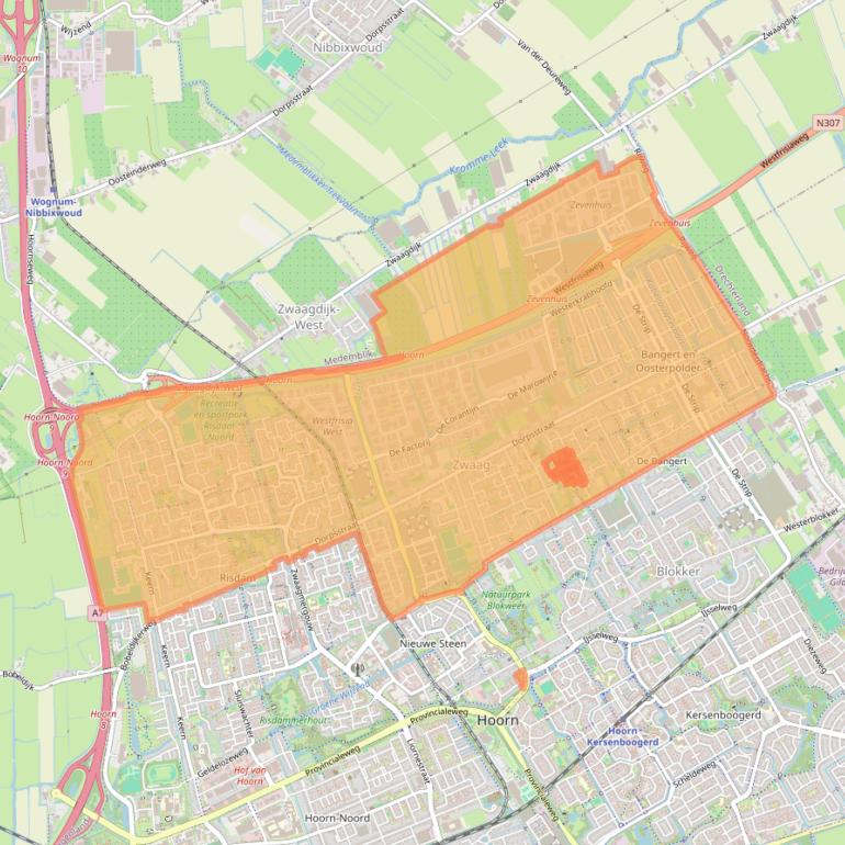 Kaart van postcodegebied 1689.