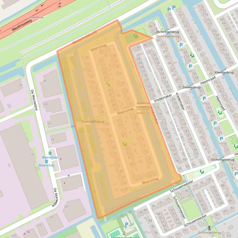 Kaart van postcodegebied 1689WZ.