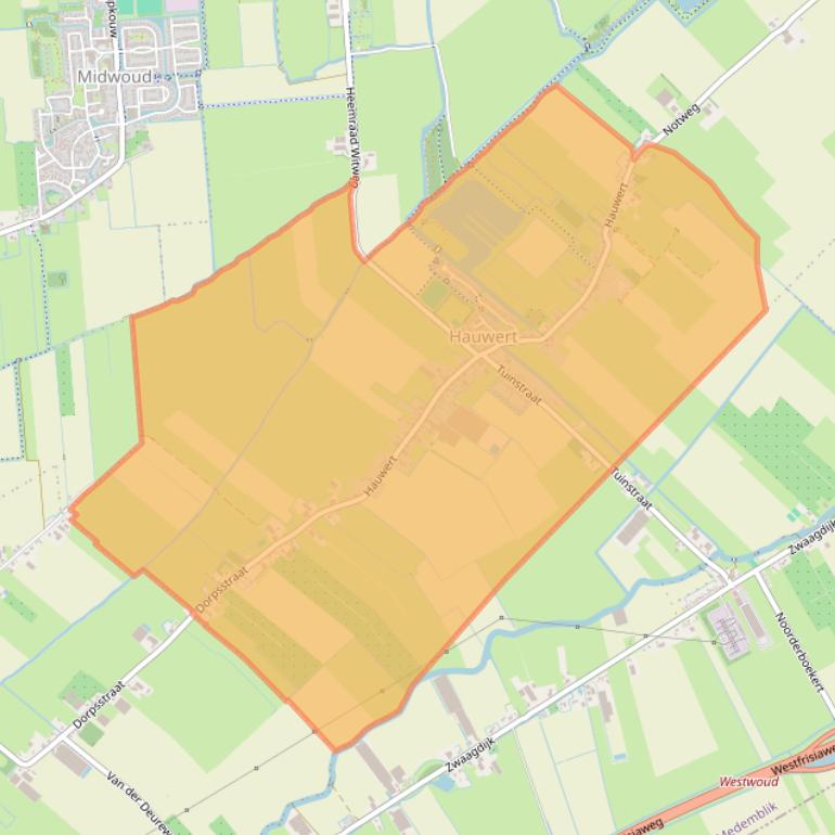 Kaart van postcodegebied 1691.