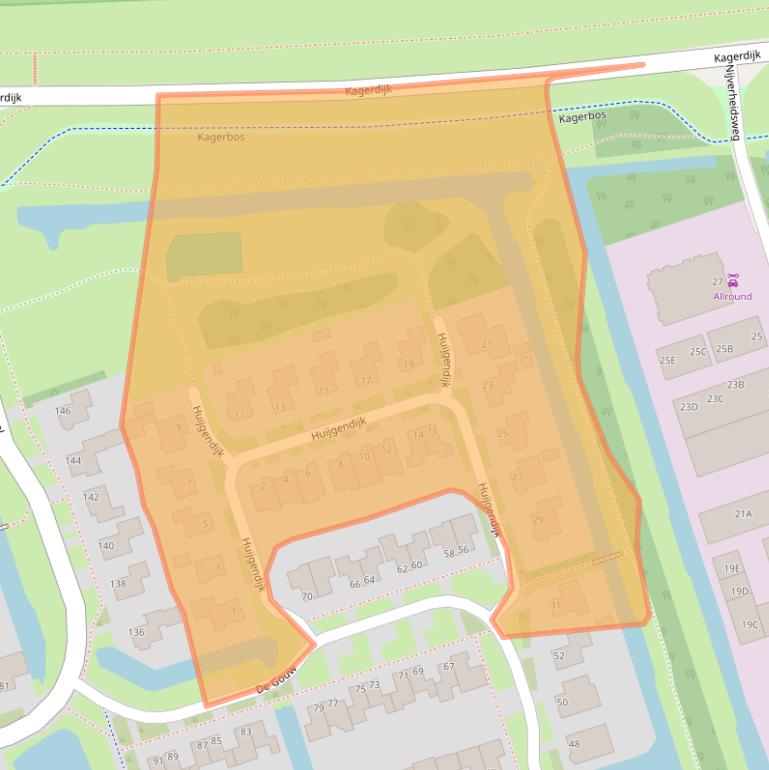 Kaart van postcodegebied 1693DE.
