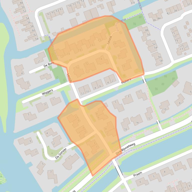 Kaart van postcodegebied 1693HW.