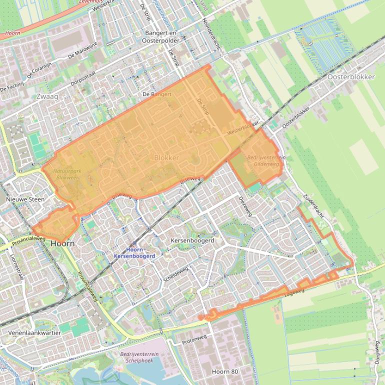 Kaart van postcodegebied 1695.