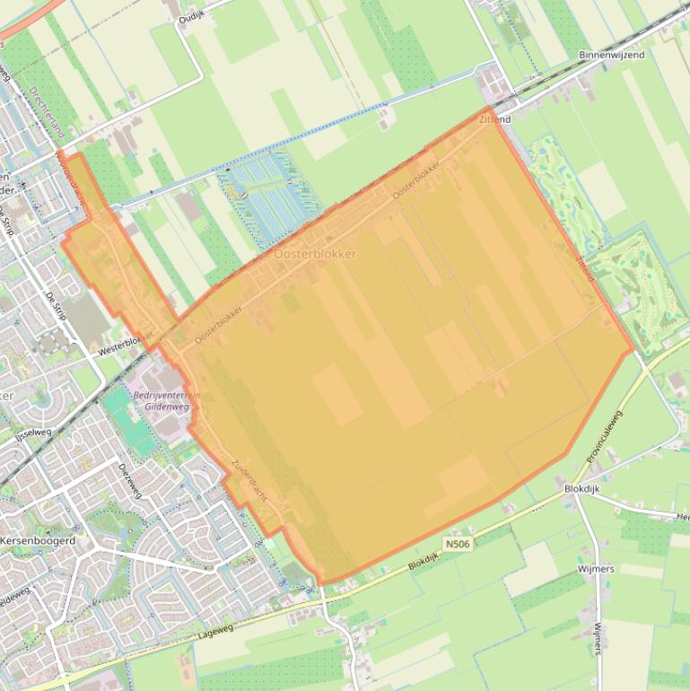 Kaart van postcodegebied 1696.