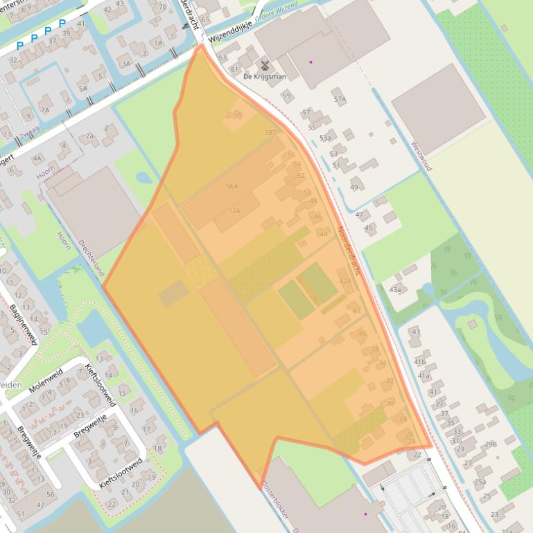 Kaart van postcodegebied 1696AE.