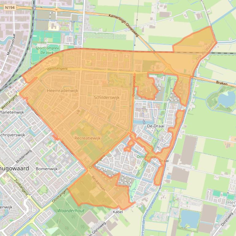 Kaart van postcodegebied 1701.